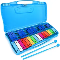MUSIC STORE - Xilófono 25 notas teclas metálicas de colores instrumento musical de percusión con estuche