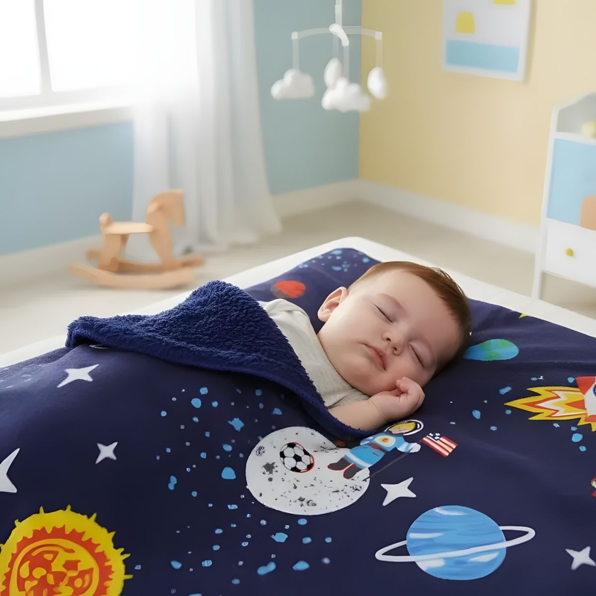 Manta Frazada Para Bebé Polar Suave 102x76 cm Azul Espacial - BABYMINE, marca BABYMINE - Foto 2