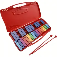 MUSIC STORE - Xilófono 25 notas teclas metálicas de colores instrumento musical de percusión con estuche