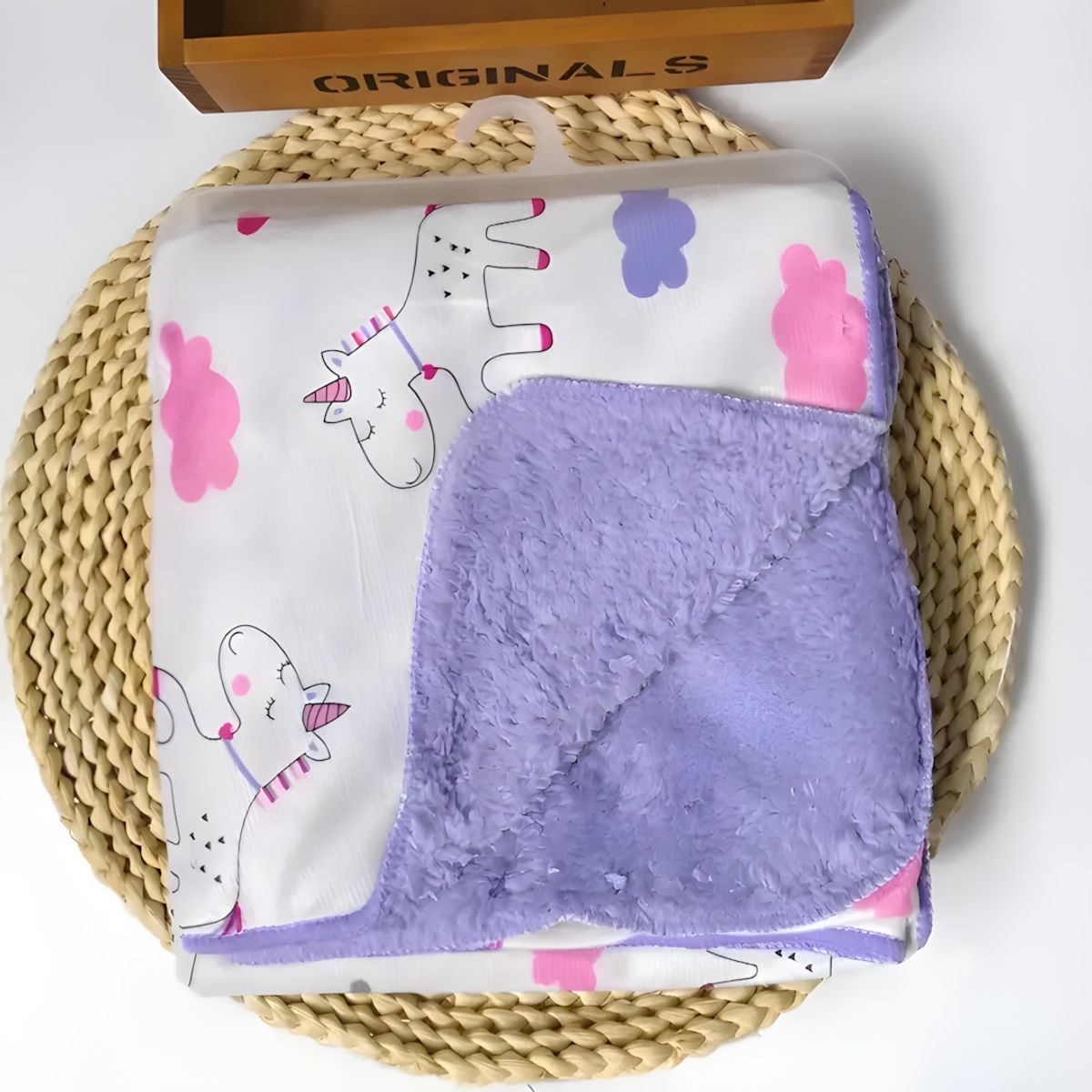 Manta Frazada Para Bebé Polar Suave 102x76 cm Unicornios Lila - BABYMINE, marca BABYMINE - Foto 2