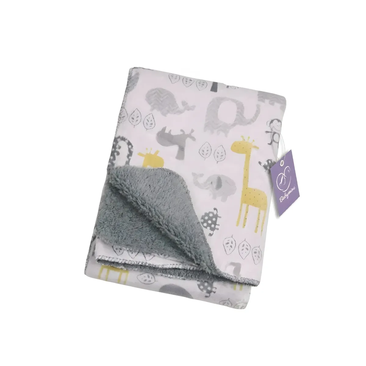 Manta Frazada Para Bebé Polar Suave 102x76 cm Gris Animales - BABYMINE, marca BABYMINE - Foto Principal