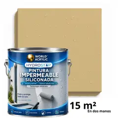 WORLD ACRYLIC - ESMALTE IMPERMEABLE SILICONADA - DIRECTO SOBRE HONGOS – MATE – GALÓN – BEIGE