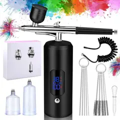 GENERICO - Kit Aerografo Electrico Inalambrico Profesional 3 Boquillas 0.2/0.3/0.5mm, Batería 1000mAh, USB-C