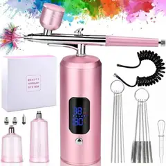 GENERICO - Kit Aerografo Electrico Inalambrico Profesional 3 Boquillas 0.2/0.3/0.5mm, Batería 1000mAh, USB-C