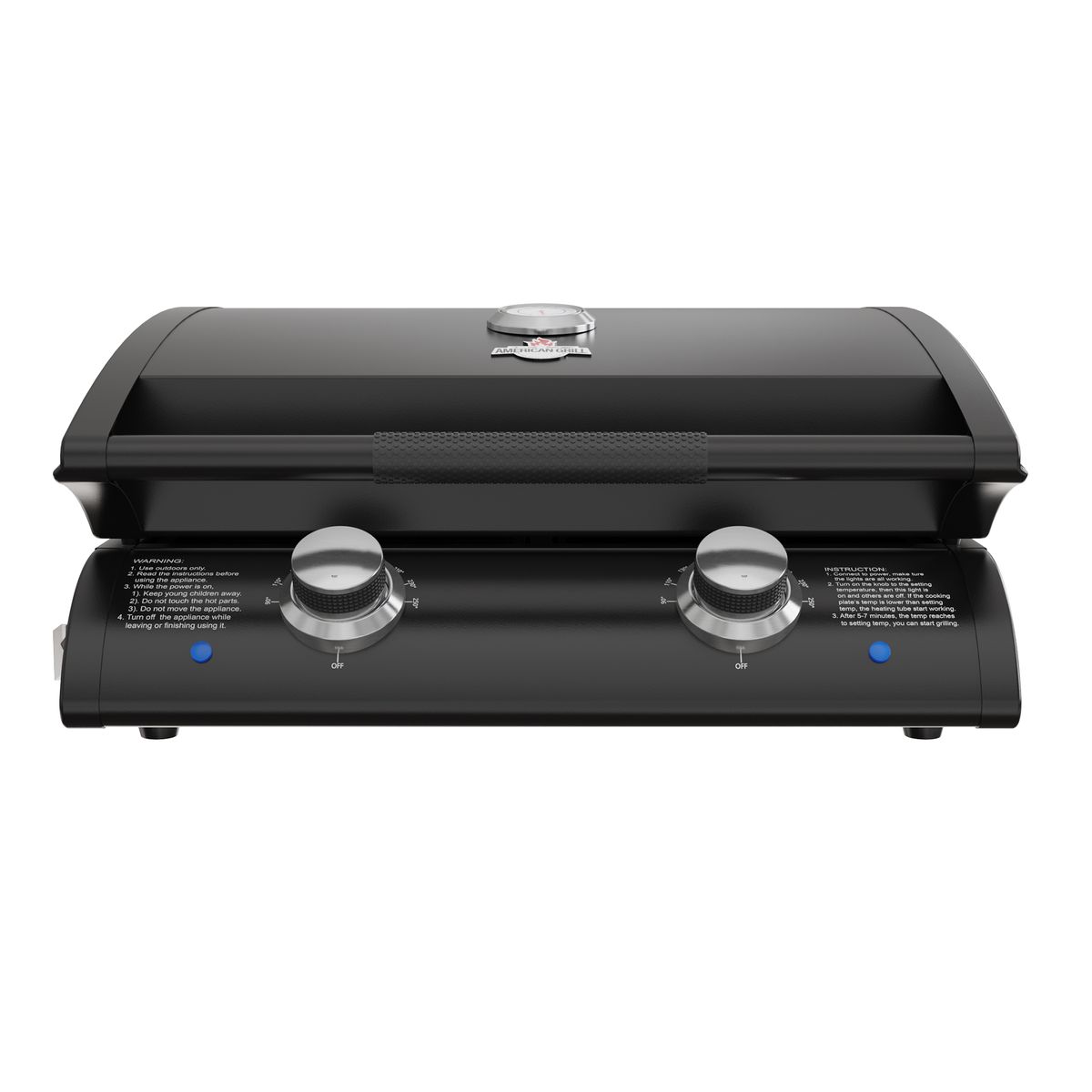 AMERICAN GRILL - Parrilla Electrica Boston Black E2B Exterior + Funda EXS.