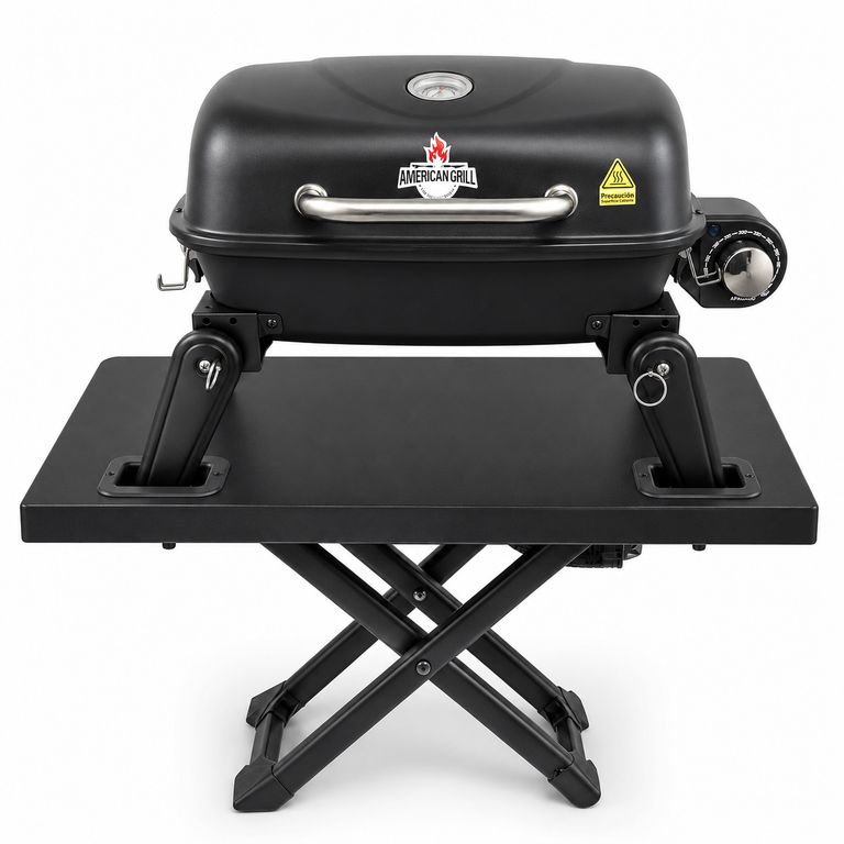 AMERICAN GRILL Parrilla Exterior -Interior Electrica E1B Aspen Black + Carro Aspen