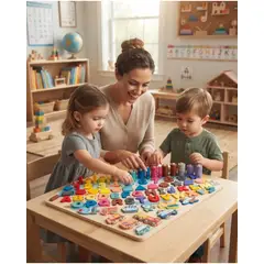 GENERICO - Set Educativo Montessori de Madera: Abecedario, Números y Formas