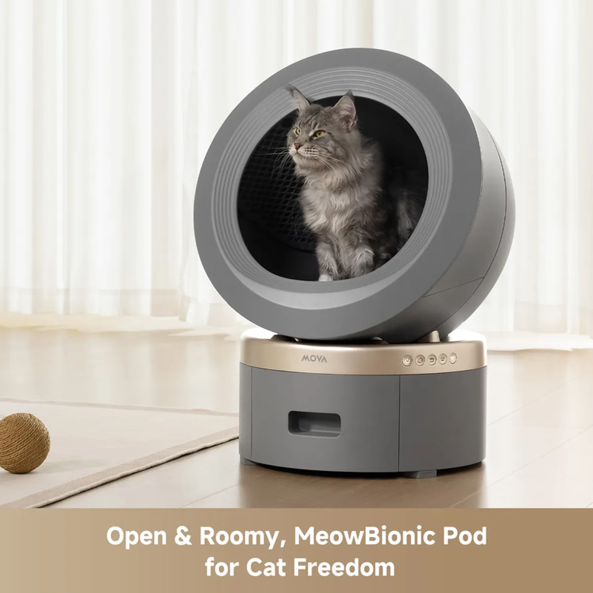 MOVA - Arenero Inteligente para Gatos Gran Espacio Abierto MOVA LR10 Prime Gris