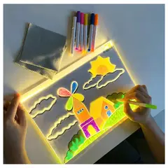 KINDA NICE - Pizarra Mágica Led Luminosa Acrílica+7 Plumones Neón 30x20cm