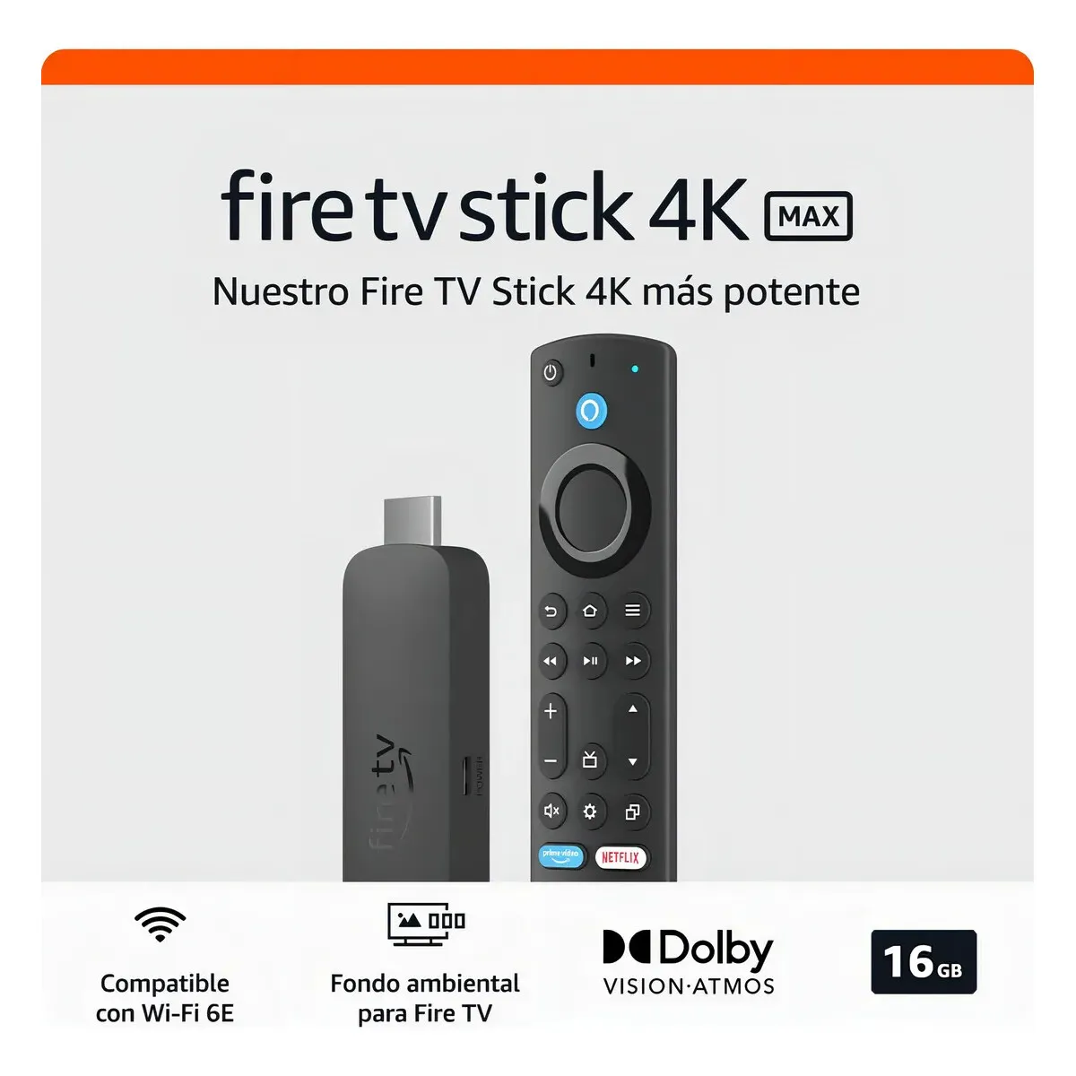 AMAZON - Amazon Fire TV Stick 4K Max 2da Gen Alexa 16GB WiFi 6E