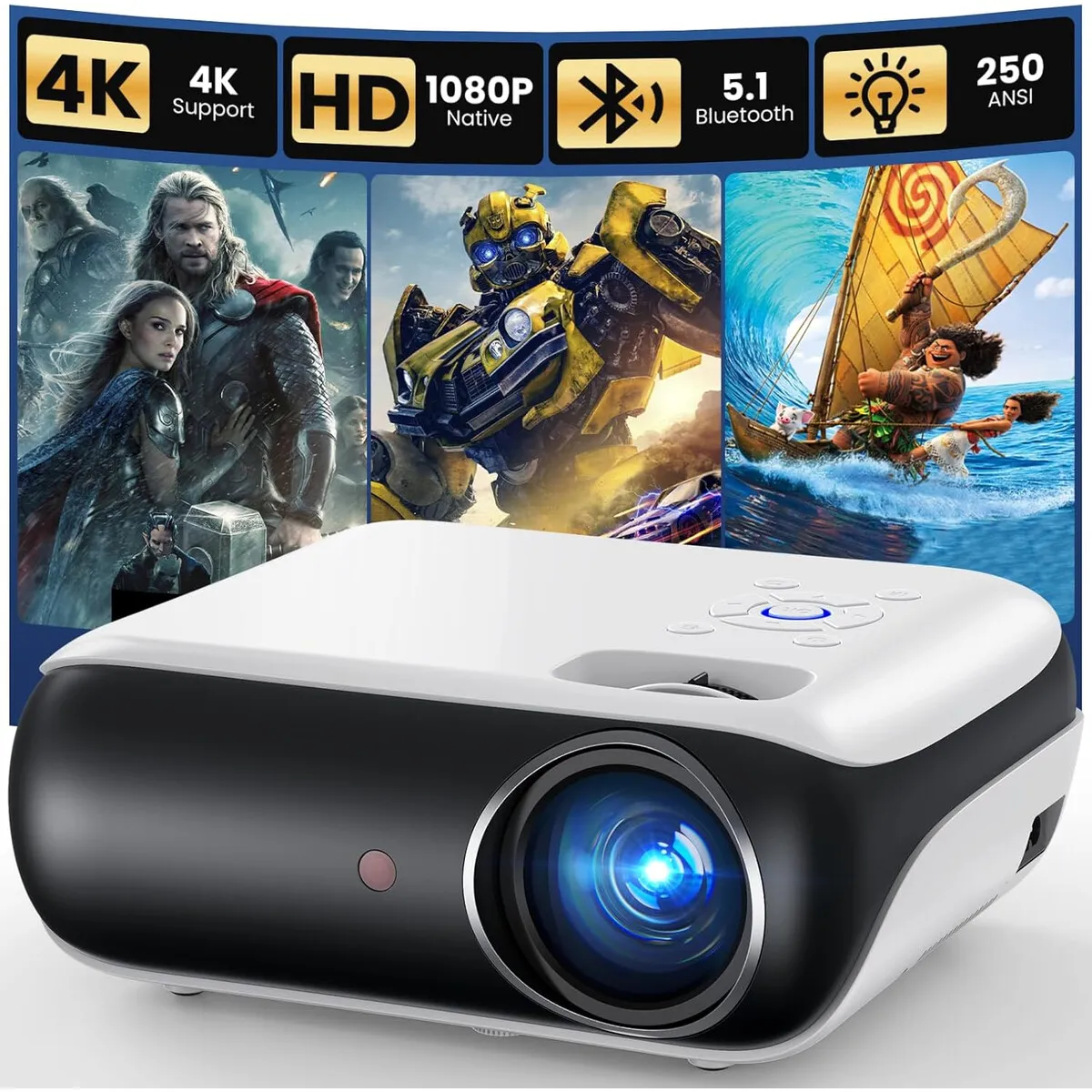 GENERICO - Proyector Mini HAPPRUN H1 1080P Bluetooth Full HD Portátil