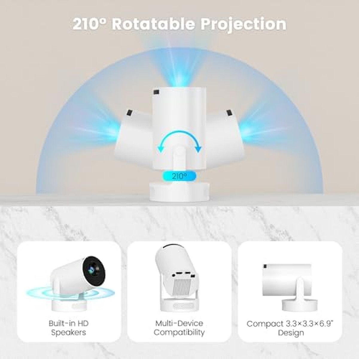 GENERICO - Proyector SKUOU HY300 Ultra 4K WiFi6 Bluetooth 5.4 160ANSI