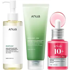 ANUA - Set Facial 3 Pasos Glass Skin Aceite Espuma Sérum TXA