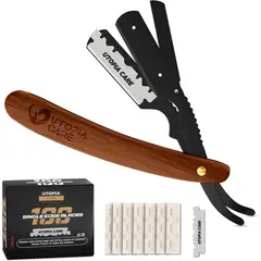 UTOPIA CARE - Navaja Barbero Mango Madera 100 Hojas