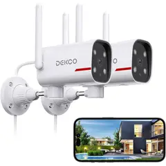 VISION - Cámara Seguridad Exterior DEKCO 2K Visión Nocturna Color WiFi x2