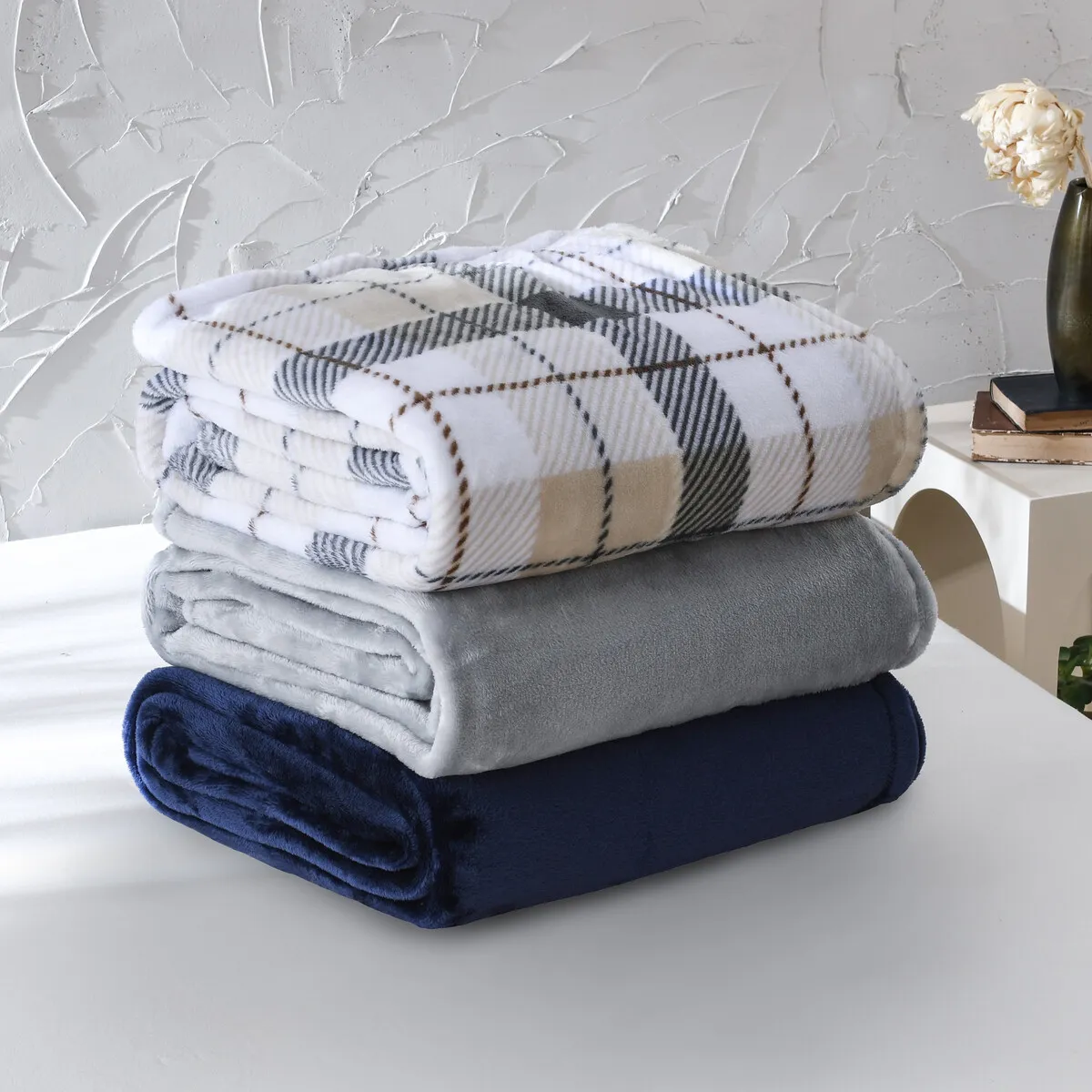 MANTA - Manta Mainstays Twin Plaid Suave 167x229cm Reversible