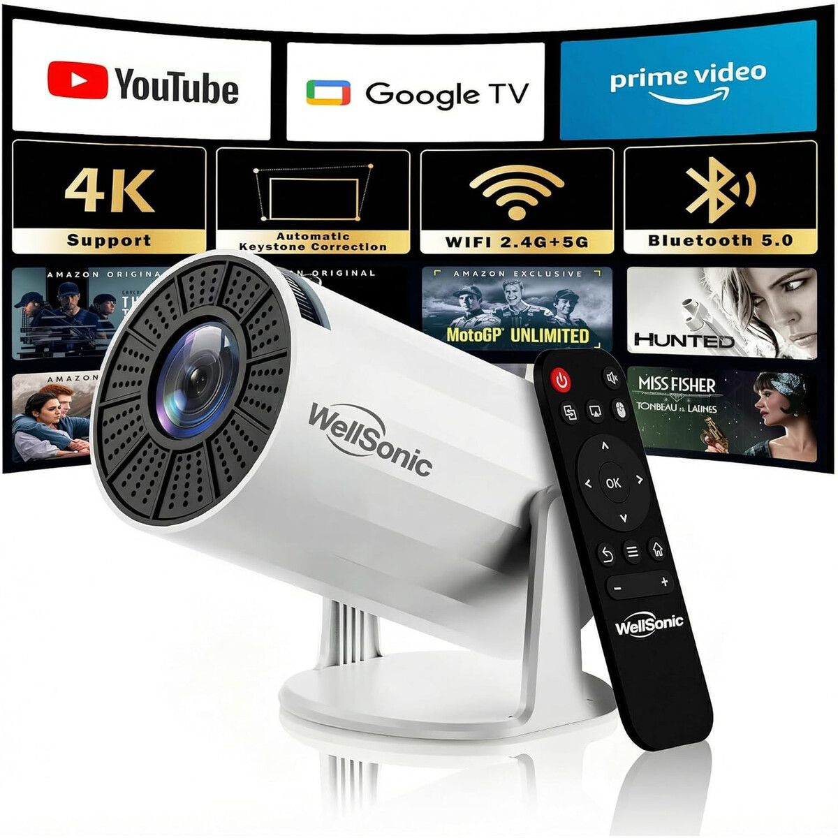 GENERICO - Proyector Mini WellSonic X8max2 4K WiFi Bluetooth Portátil