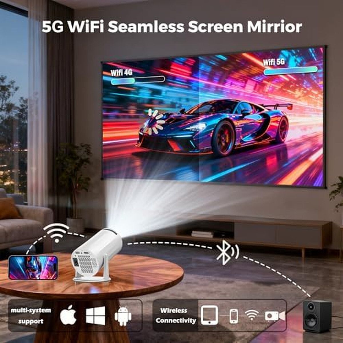 GENERICO - Proyector Mini WellSonic X8max2 4K WiFi Bluetooth Portátil
