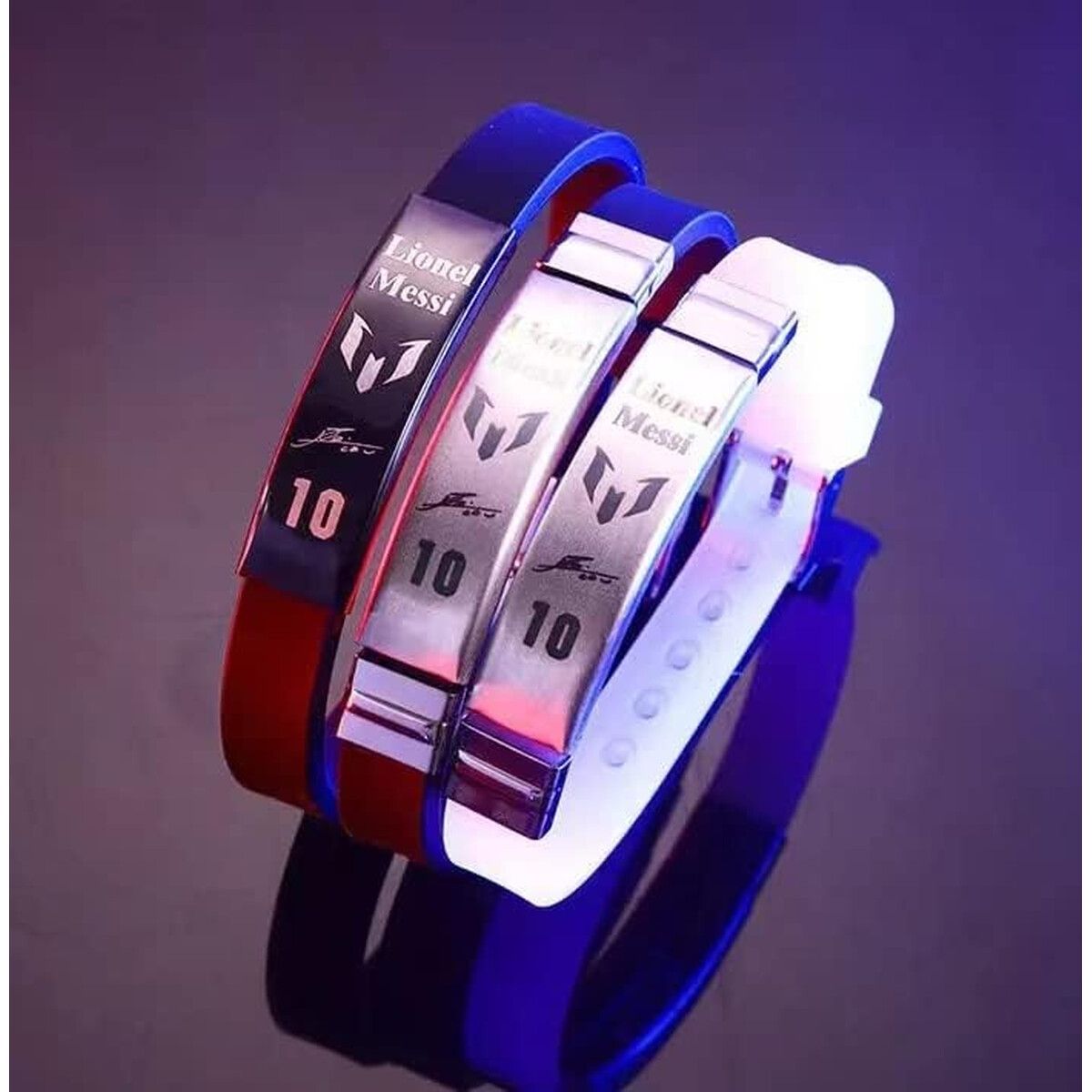 MESSI - Pulsera Messi Silicona Acero Inoxidable Ajustable Impermeable
