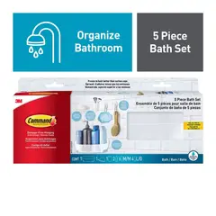 GENERICO - Set Baño 5 Piezas Command Caddy Jabonera Ganchos Pared