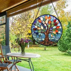 VIDA - Vitral Colgante árbol de la 16cm Doble Cara