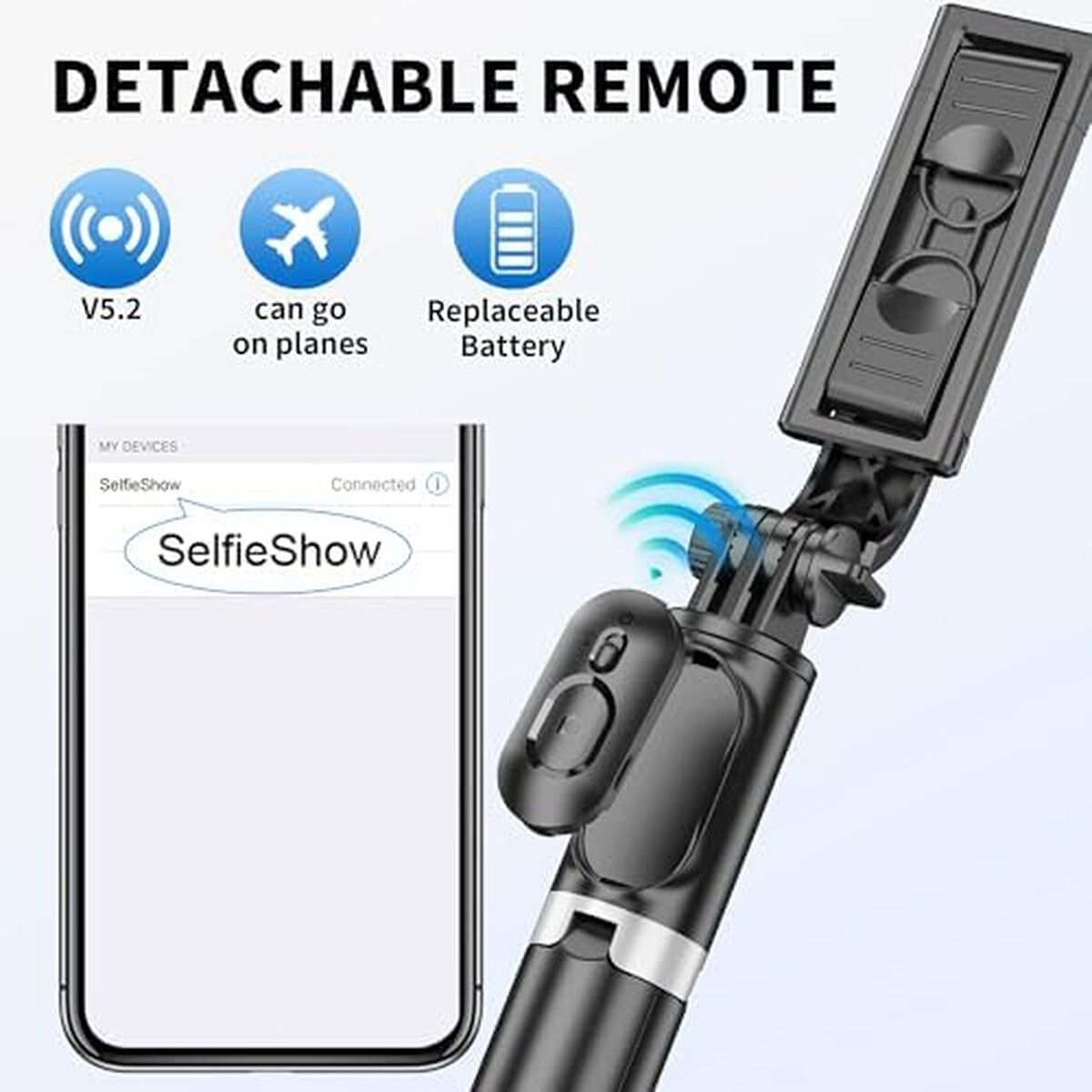 GENERICO - Palo Selfie Trípode SelfieShow LDPK07 103cm Bluetooth
