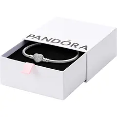 PANDORA - Pulsera Moments Broche Corazón Brillante Cadena Snake