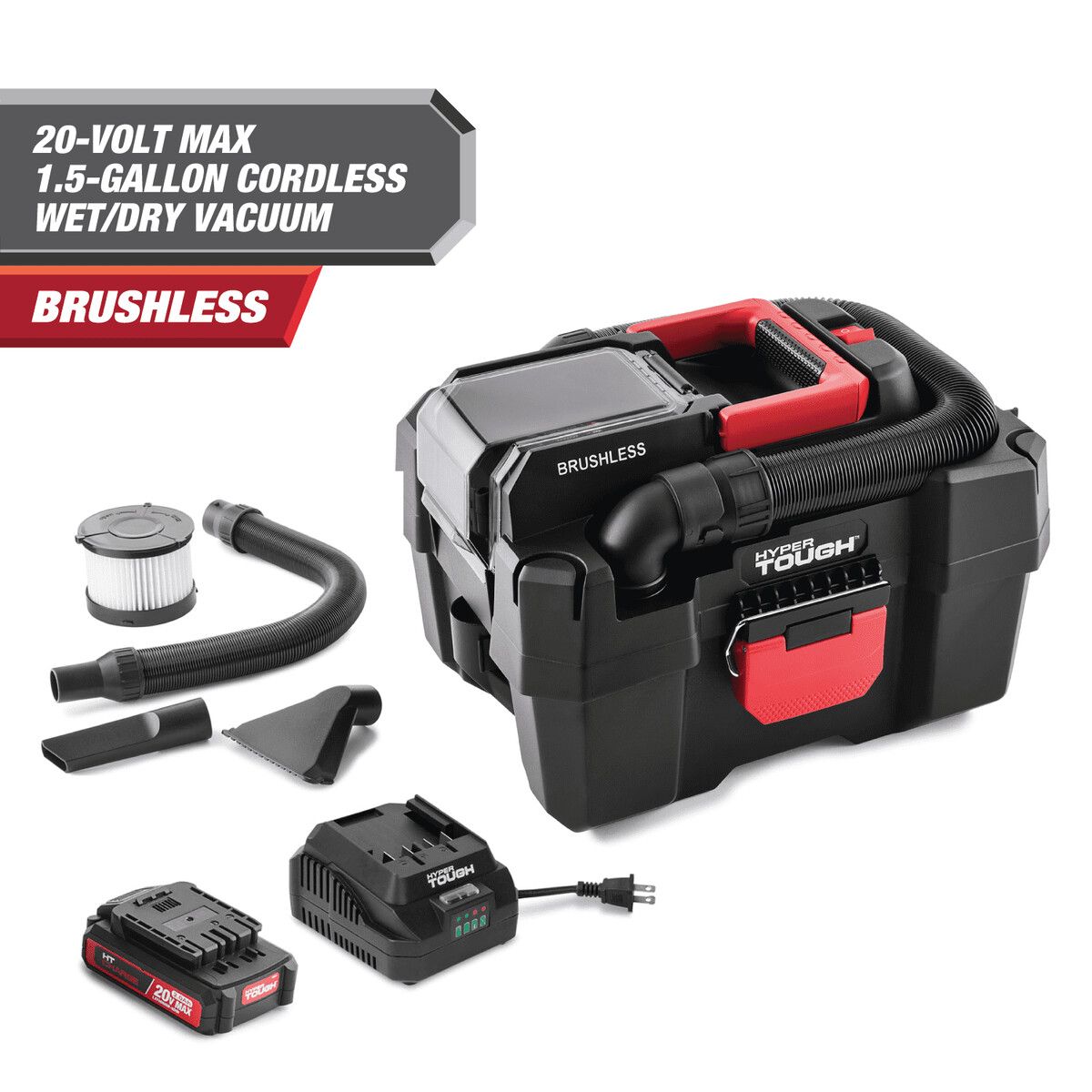 HYPER - Aspiradora Hyper Tough 1.5 Gal 20V Max Inalámbrica Brushless