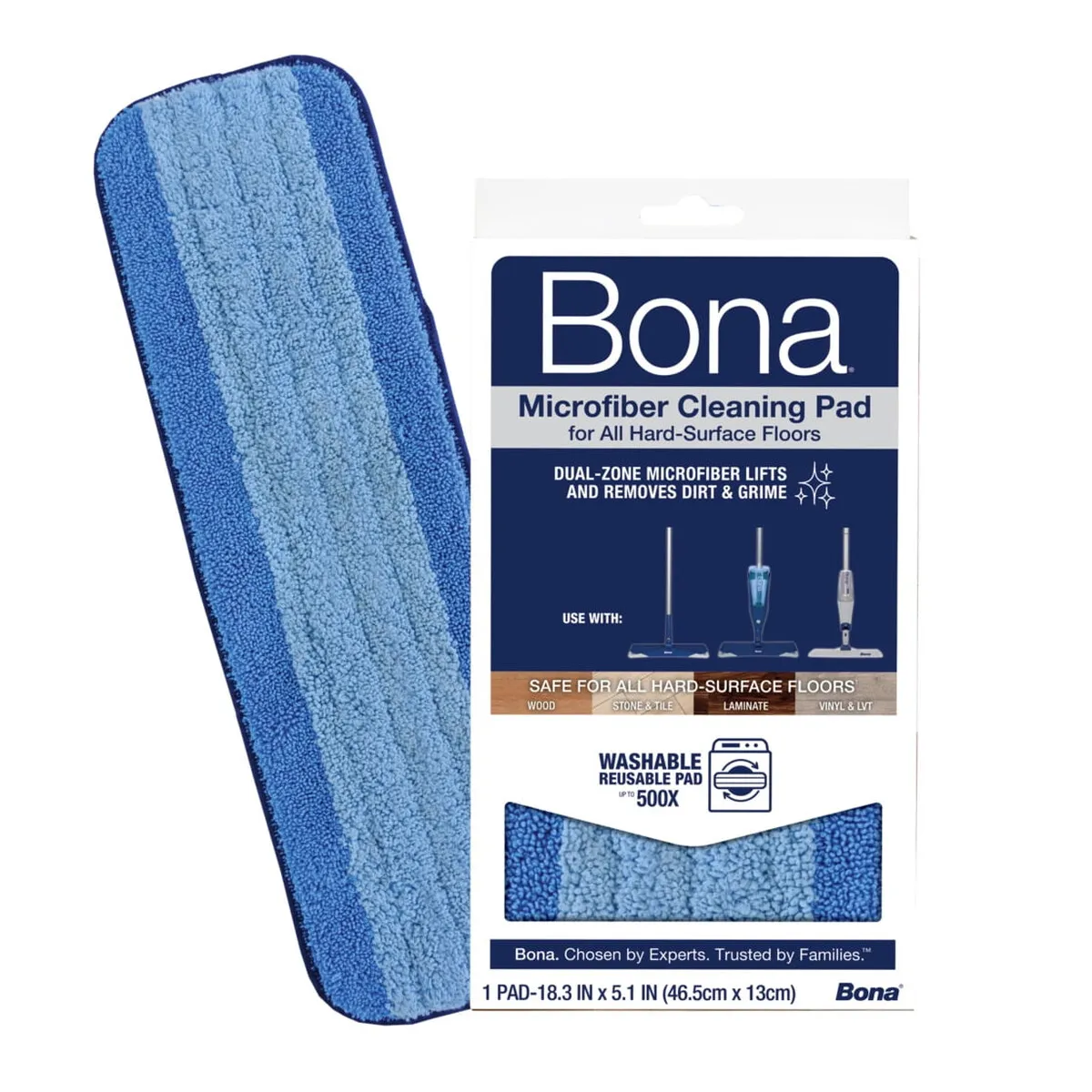 BONA - Pad Microfibra Bona Dual Zone 46,5x13cm Para Mopa