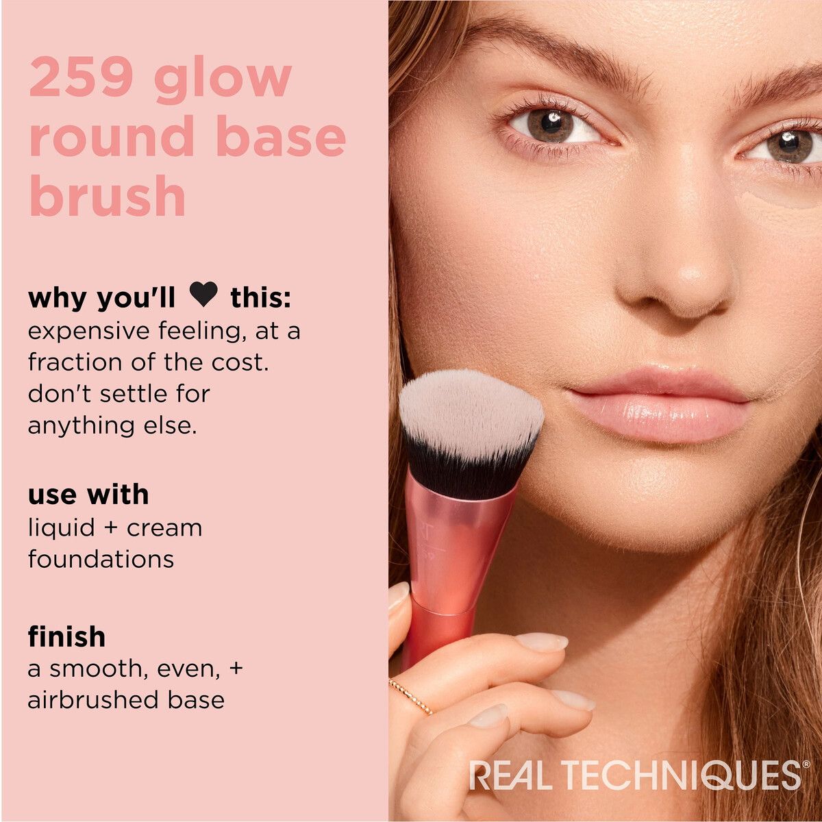 REAL TECHNIQUES - Brocha Real Techniques Glow Round Base 259 Flat Top