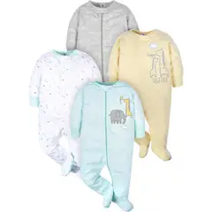 GERBER - Pijama Enterizo 4 Pack Unisex Animales Bebé
