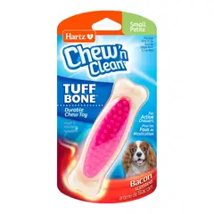 GENERICO - Juguete Masticable Perro Hartz Chew n Clean Tuff Bone Pequeño Bacon