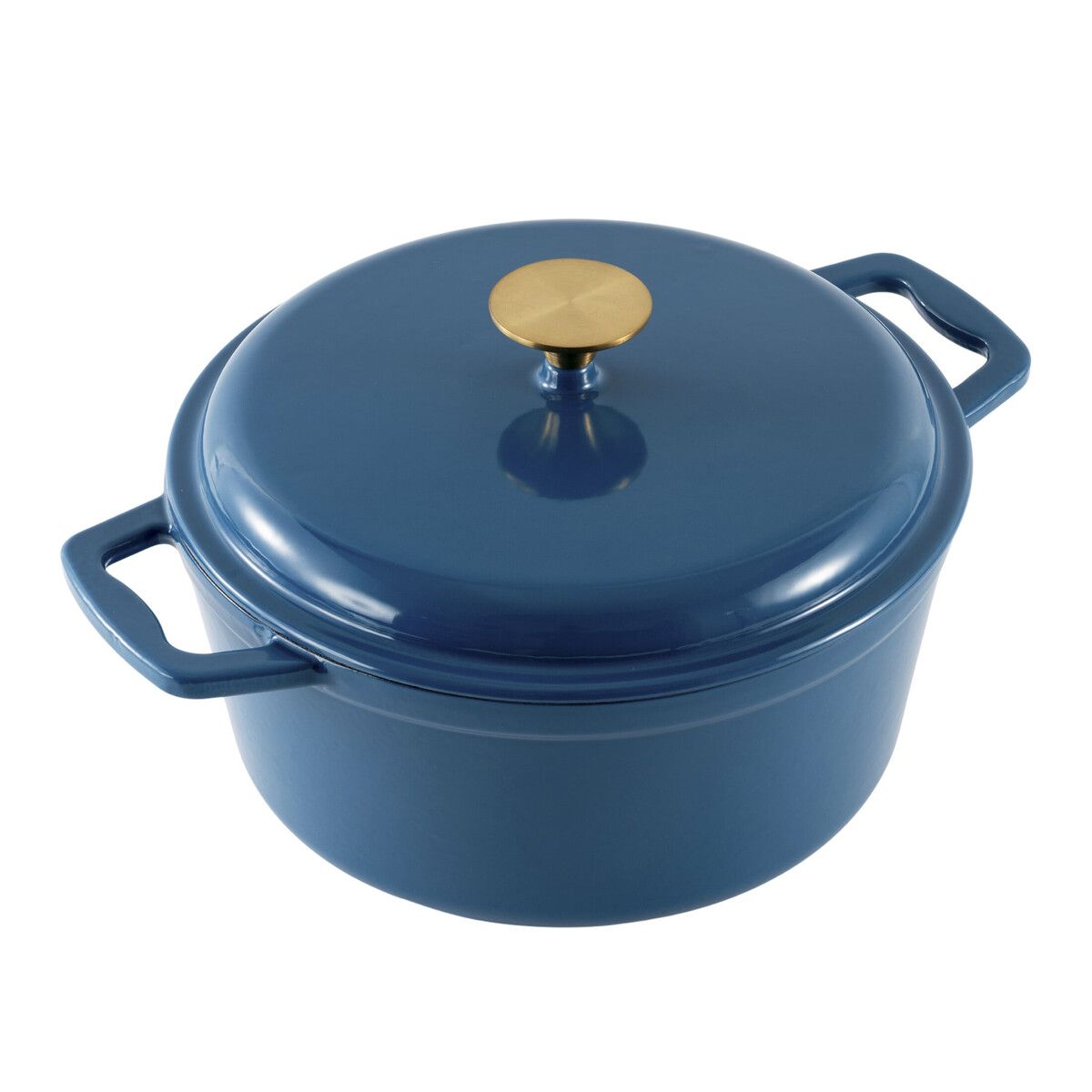 MAINSTAYS - Olla Hierro Fundido Mainstays 4.5L Antiadherente Azul Tapa