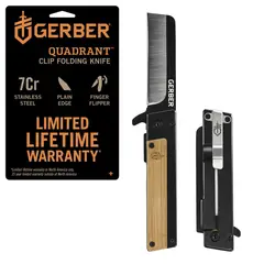 GERBER - Cuchillo Quadrant 7Cr17MoV 2.7 Mango Bamboo Clip