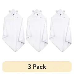GERBER - Toalla Con Capucha Baby Oso Blanca 26x30 Pack 3