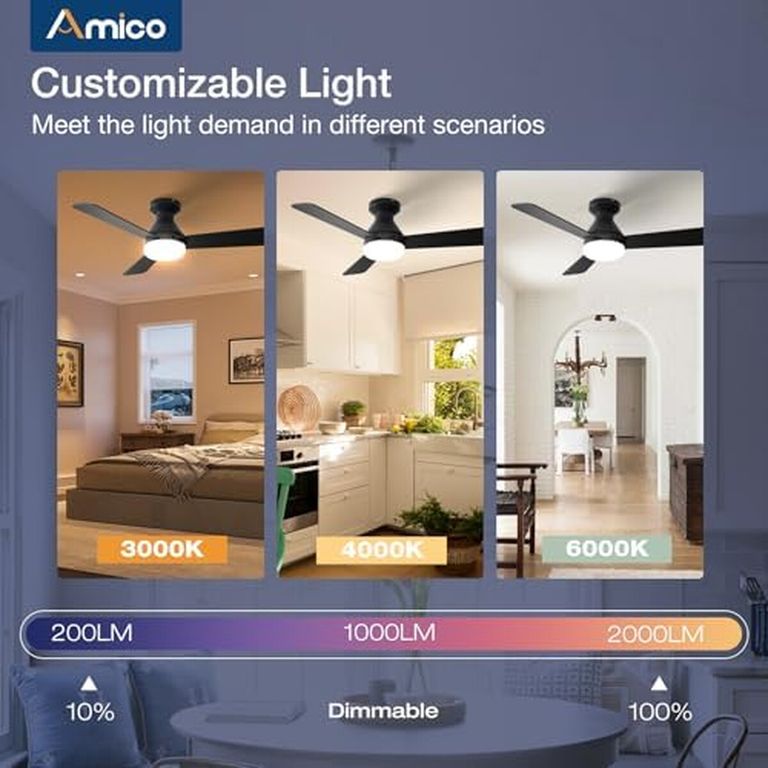 GENERICO Ventilador Techo Amico 42 Luz Control Remoto 6 Velocidades