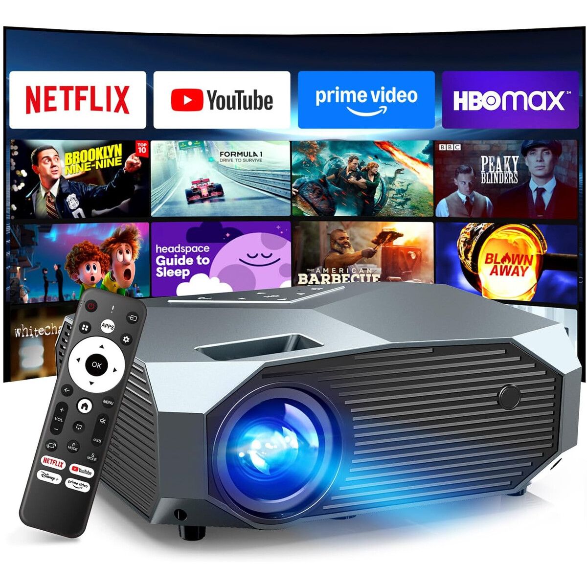 GENERICO - Proyector YOWHICK 4K 1080P Netflix WiFi Bluetooth 400