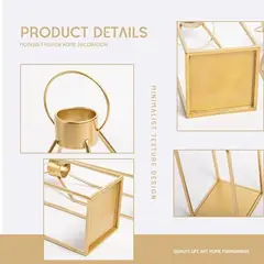 DECOR - Farol Decorativo HPC Metal Dorado Temporizador 6h Set