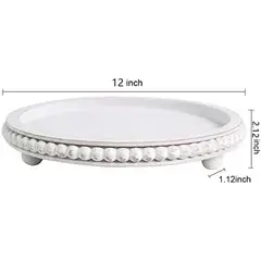 DECOR - Bandeja Madera Redonda HPC 30cm Blanca Beads