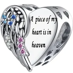 ANGEL - Dije QeenseKcfit Corazón Alas Circonia Compatible Pandora