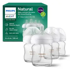 PHILIPS AVENT - Mamadera Natural Vidrio 120ml Anticalicos Flujo 2
