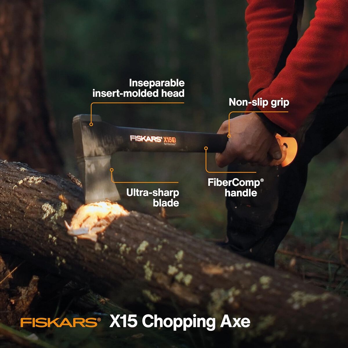 Hacha Fiskars X15 24 Mango FiberComp Hoja Acero, marca FISKARS - Foto 2