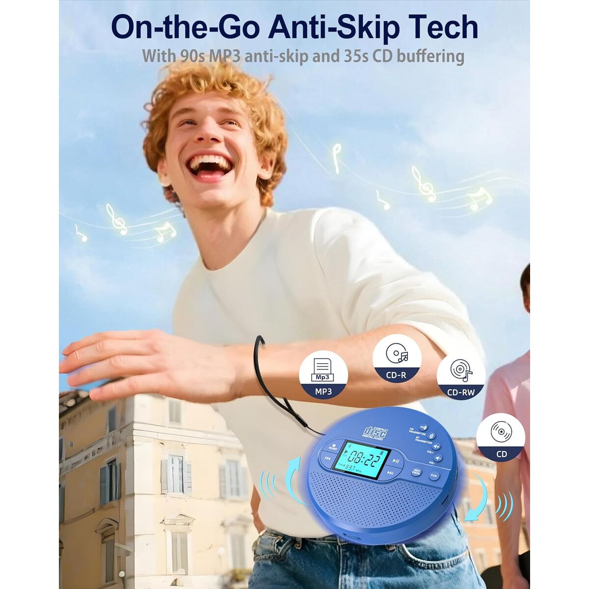 GENERICO - Reproductor CD Portátil Sunoony Bluetooth FM AUX CD35B
