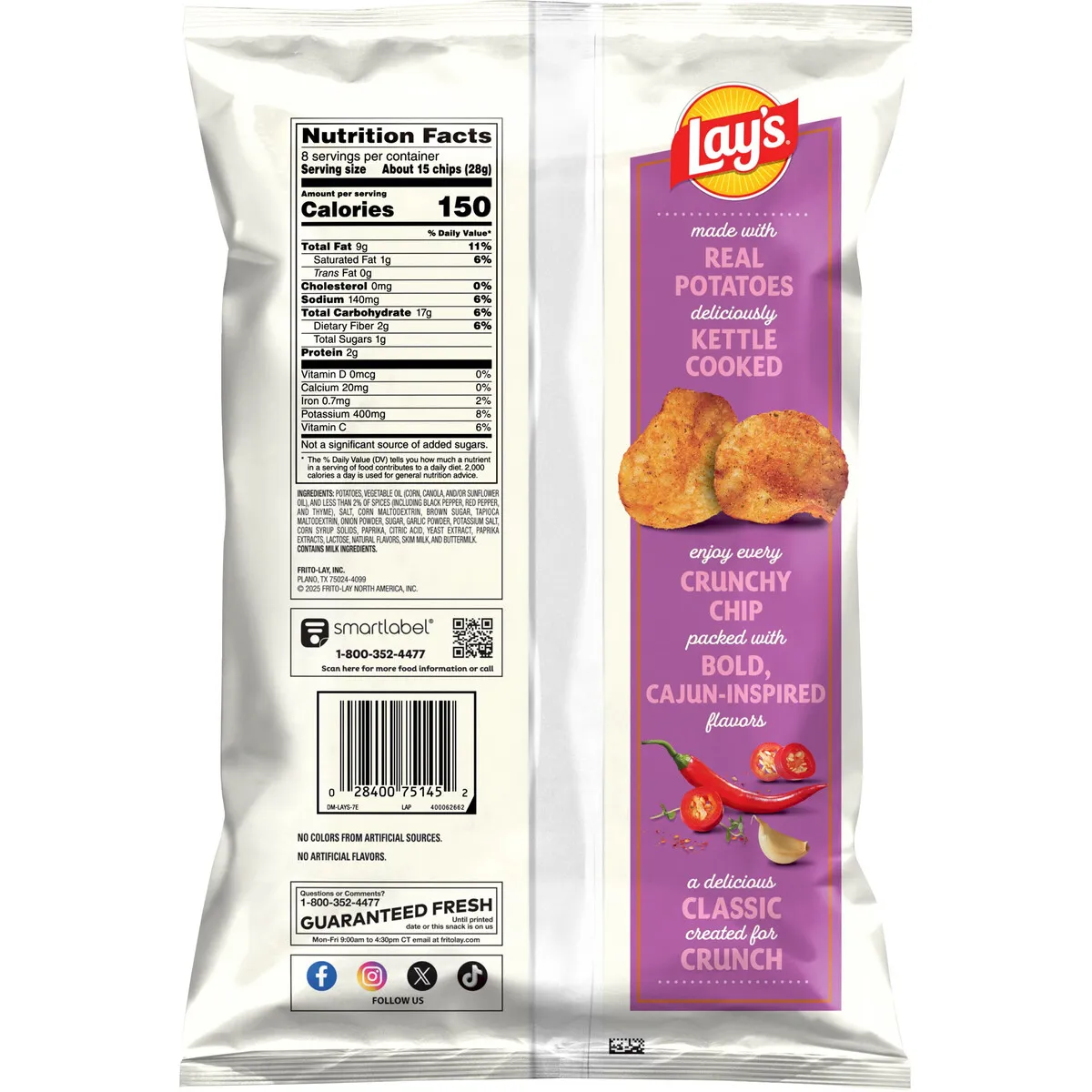 GENERICO - Papas Lays Kettle Cooked Cajun Spice Bolsa 226g
