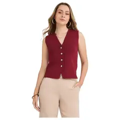 LORENZO DI PONTTI - Cardigan Sin Mangas Mujer Rojo