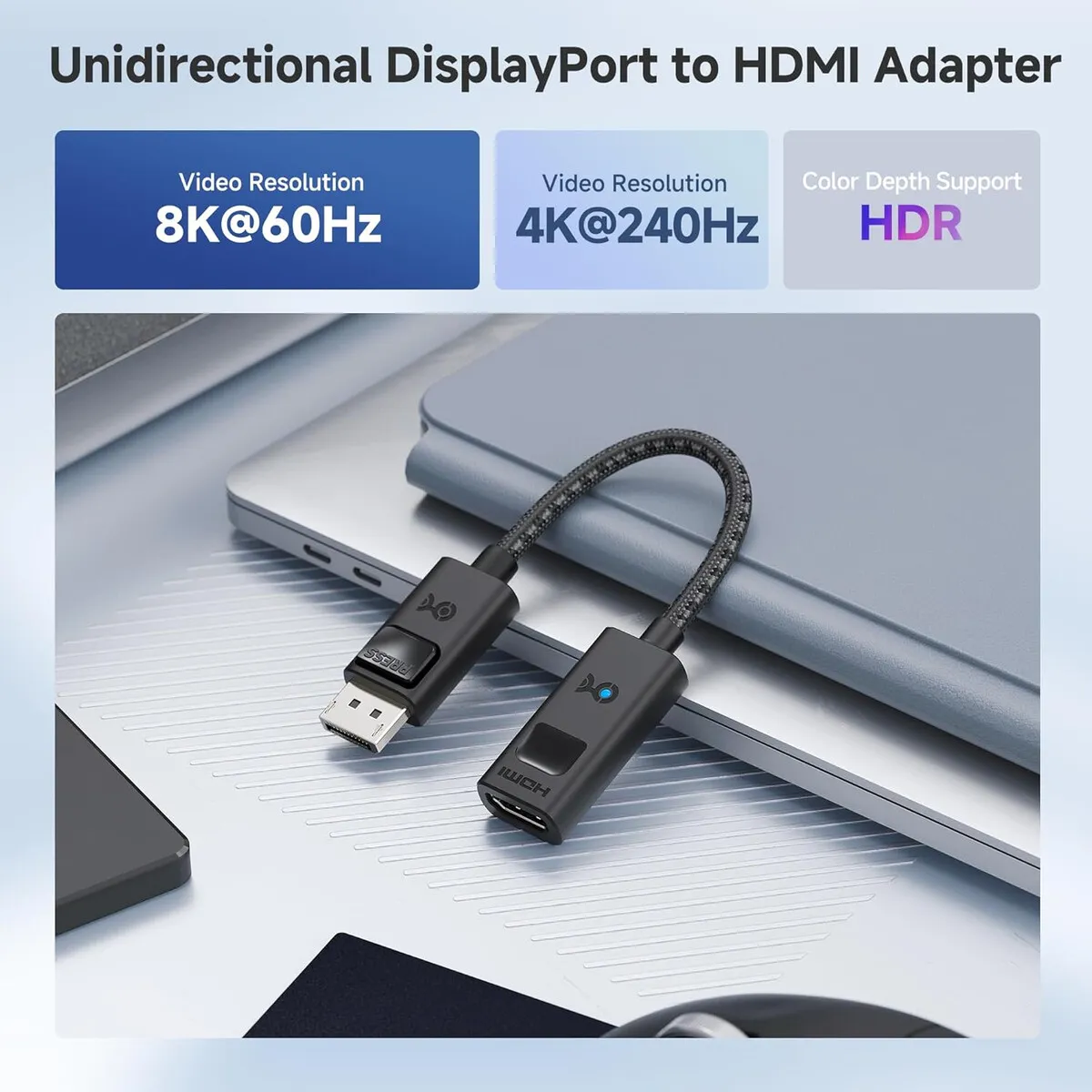 GENERICO - Adaptador DisplayPort 1.4 a HDMI 2.1 8K 4K Cable Matters