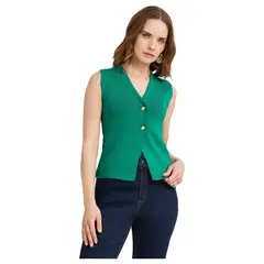 LORENZO DI PONTTI - Cardigan Sin Mangas Mujer Verde