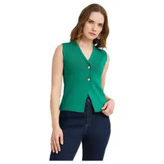 LORENZO DI PONTTI - Cardigan Sin Mangas Mujer Verde