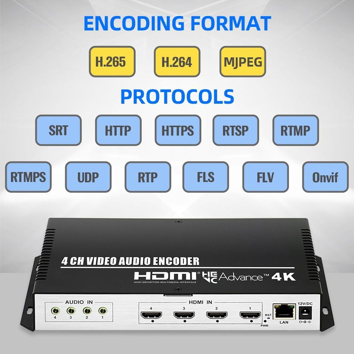 GENERICO - Codificador Vídeo ORIVISION 4CH 4K HDMI H.265 H.264 MJPEG LCD