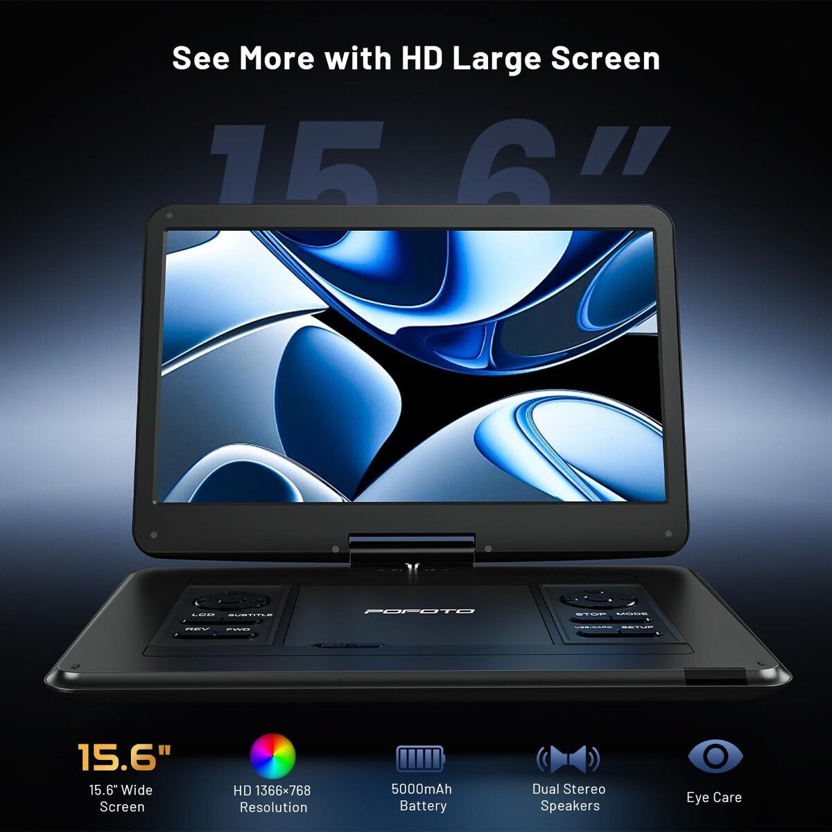 GENERICO - Reproductor DVD Portátil POFOTO 17.5 Pantalla 15.6 HDMI TV